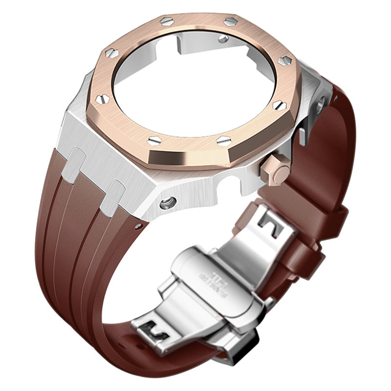 Bracelet Carrure Silver Lunette Rose Gold