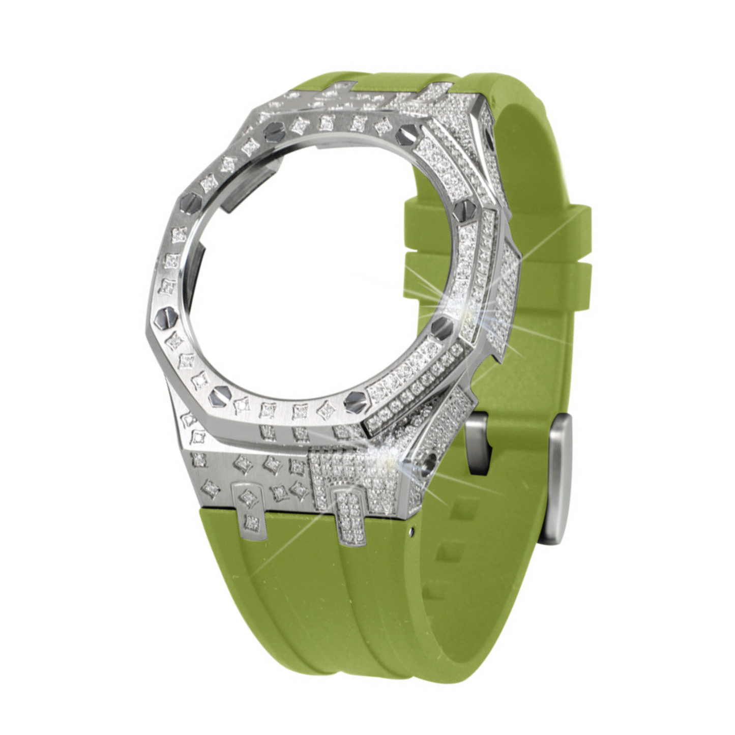 Silver Carre Bracelet with Diamonds