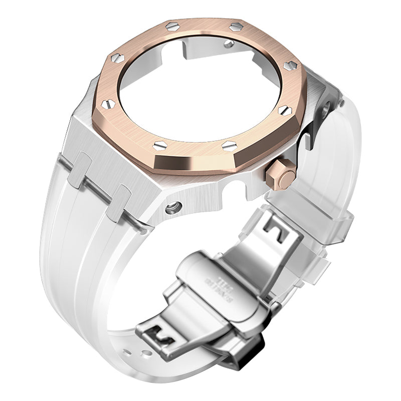 Bracelet Carrure Silver Lunette Rose Gold