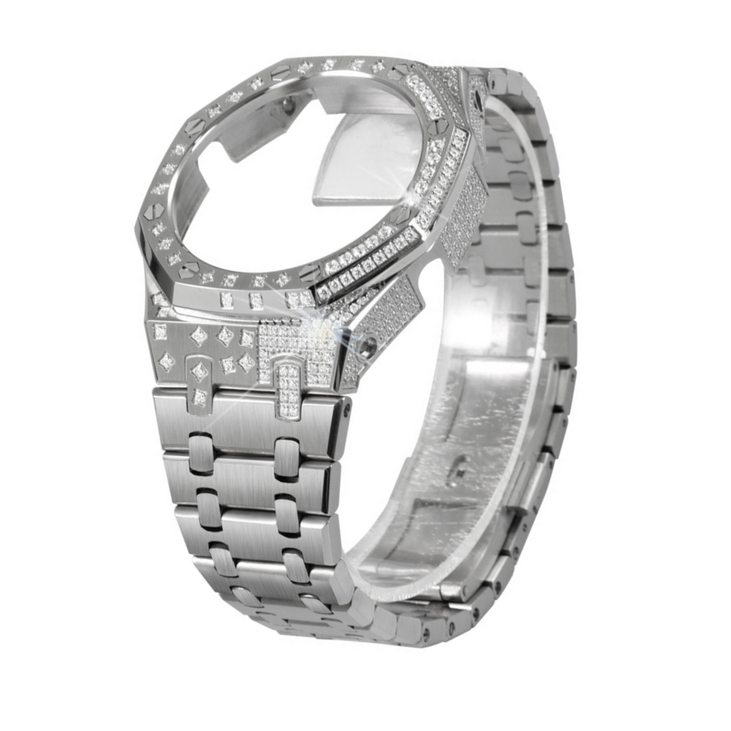 Silver Carre Bracelet with Diamonds