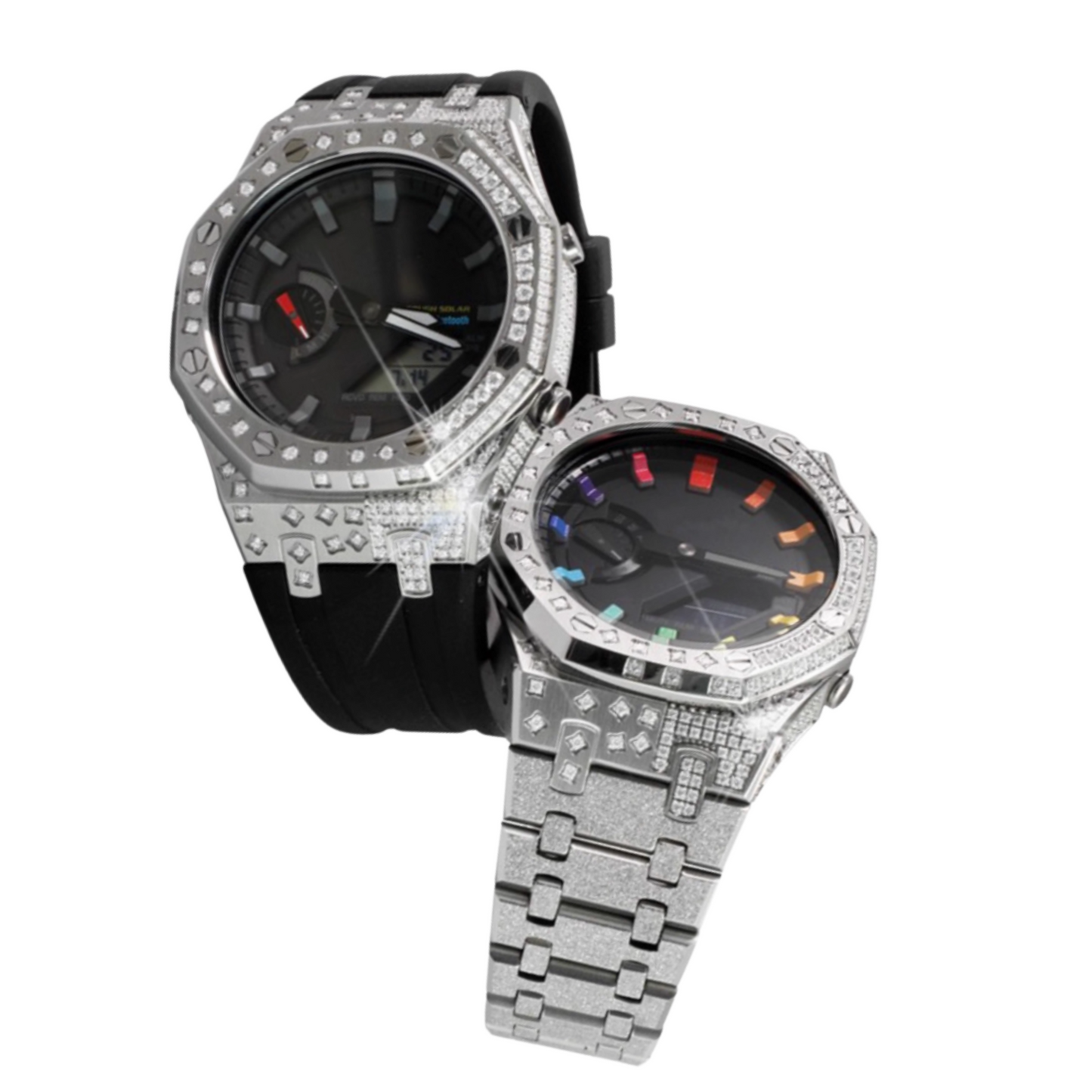 Silver Carre Bracelet with Diamonds