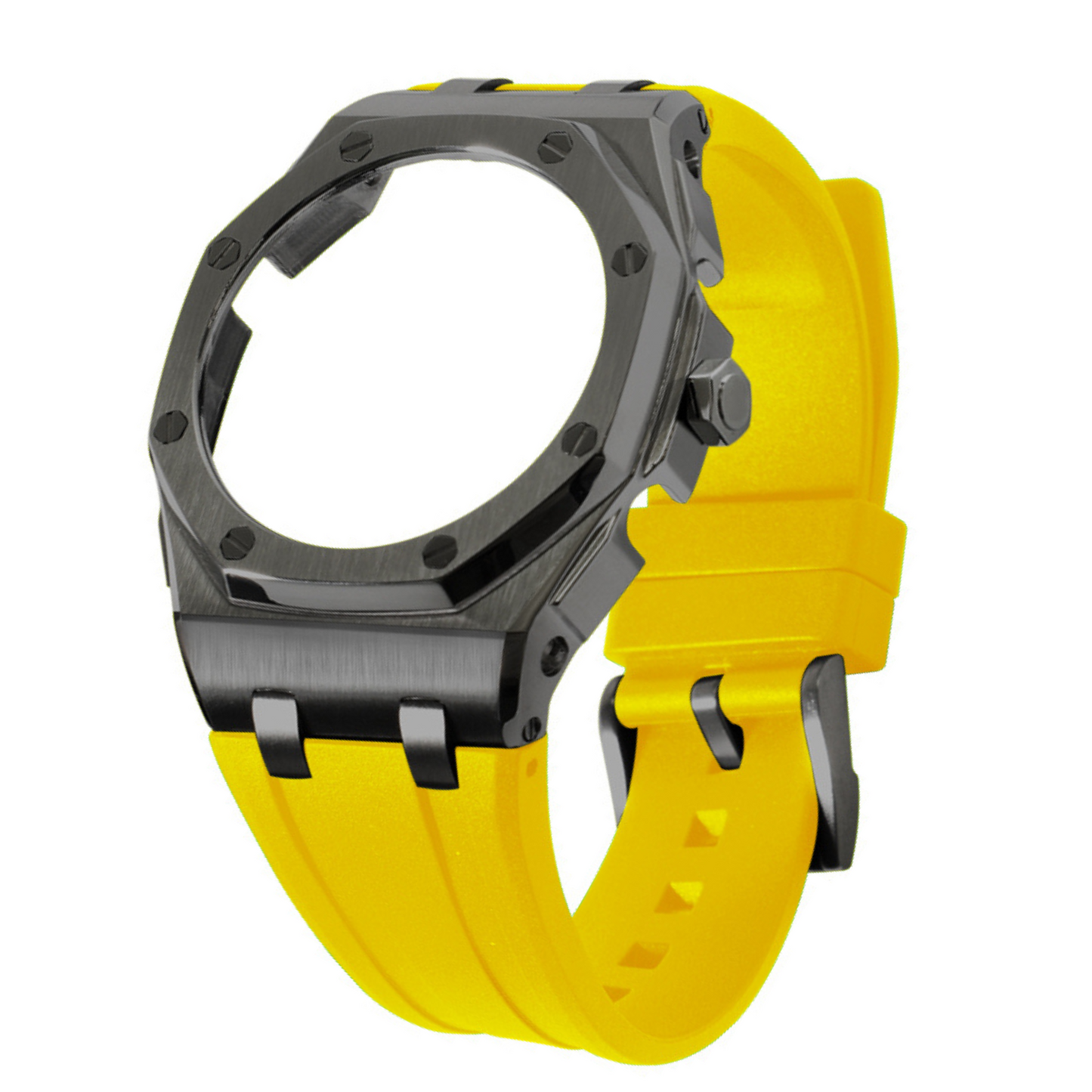 Black Curved Carrelage Bracelet with Crown