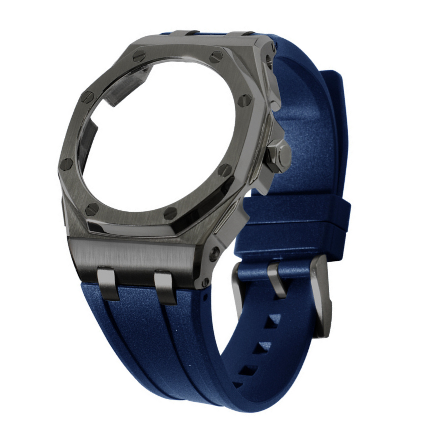 Black Curved Carrelage Bracelet with Crown