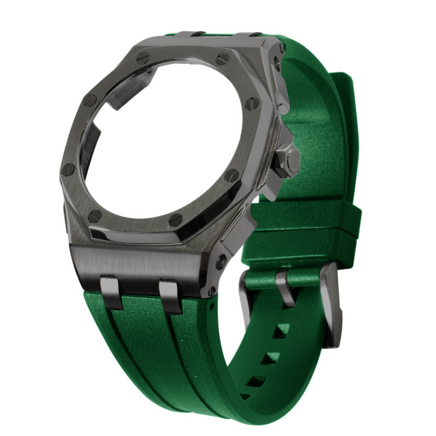 Black Curved Carrelage Bracelet with Crown