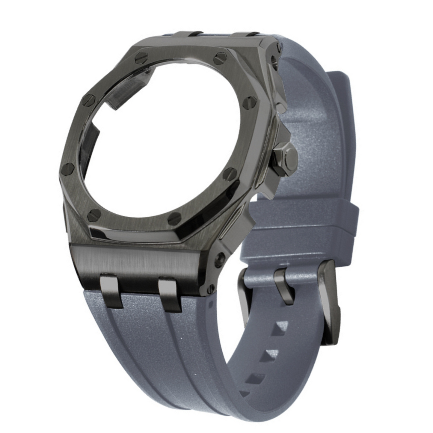 Black Curved Carrelage Bracelet with Crown