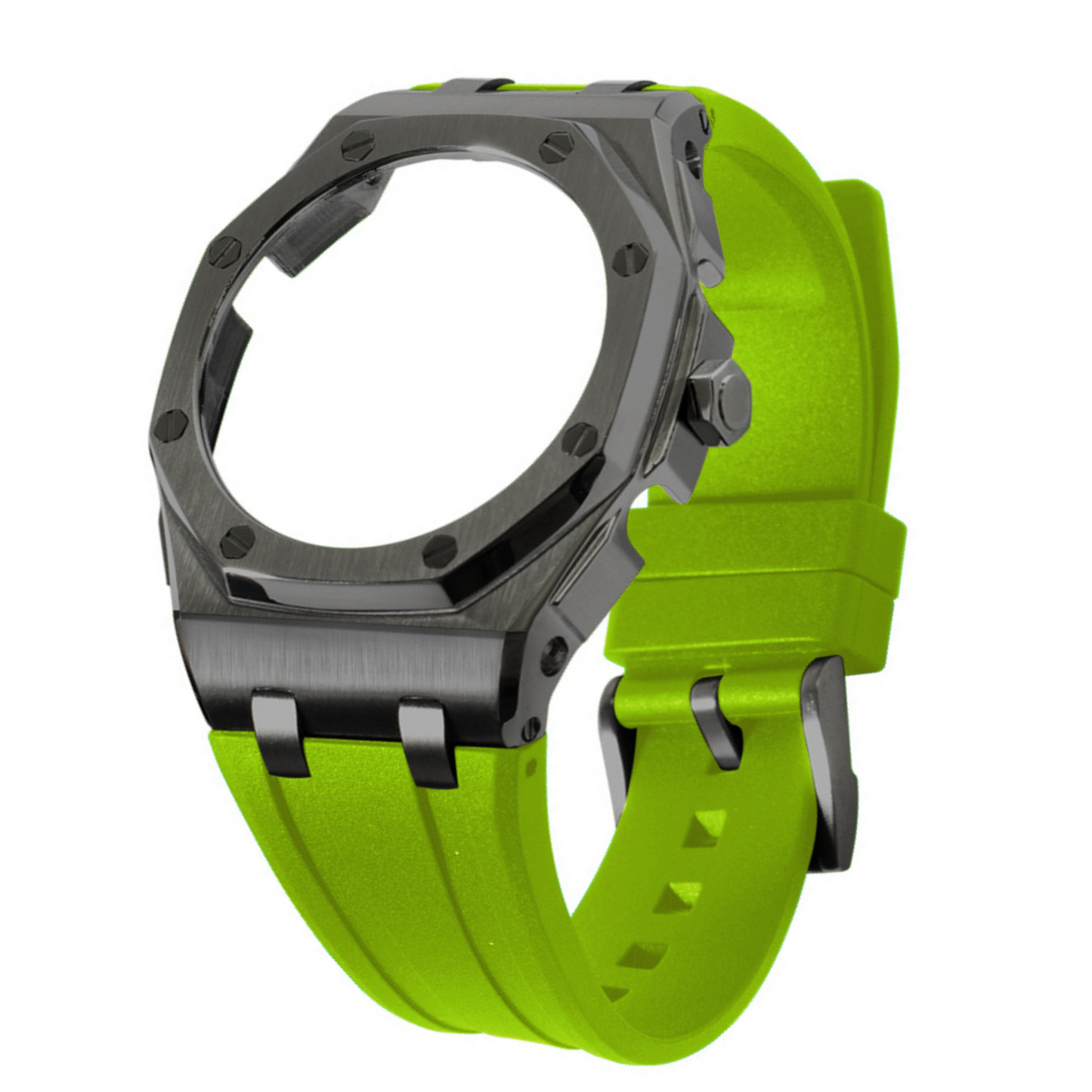 Black Curved Carrelage Bracelet with Crown