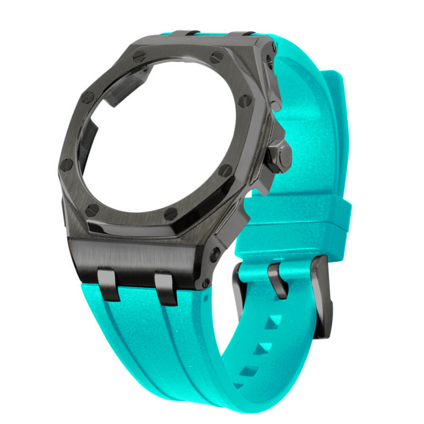 Black Curved Carrelage Bracelet with Crown