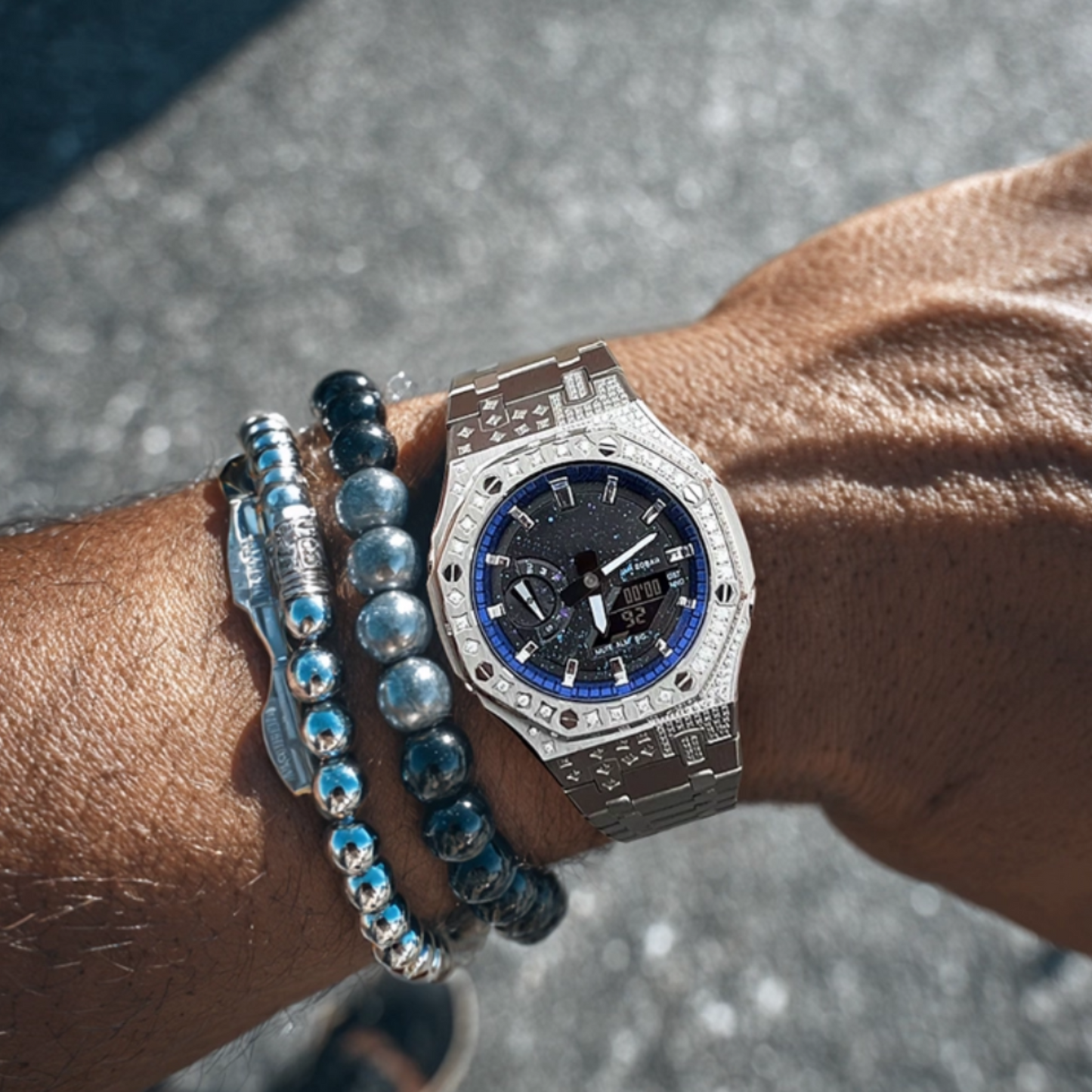 Silver Carre Bracelet with Diamonds