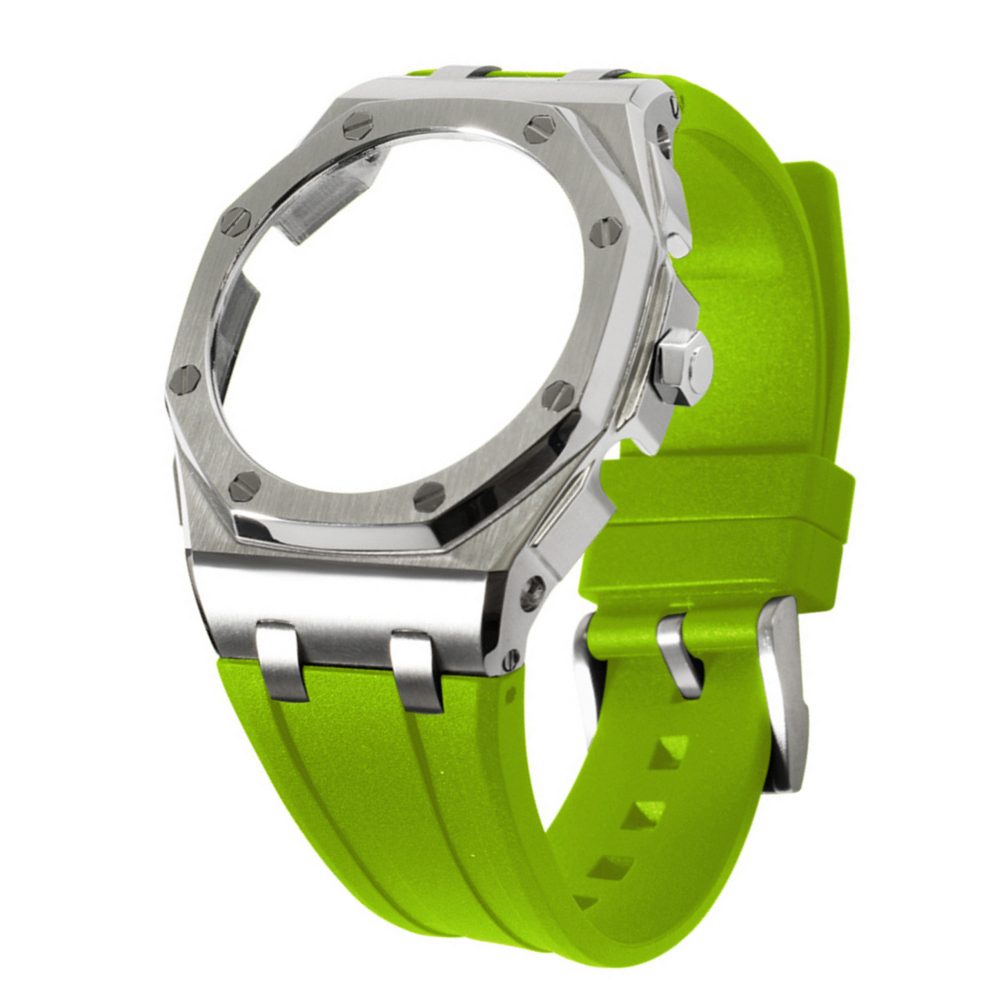 Silver Curved Carrelage Bracelet with Crown