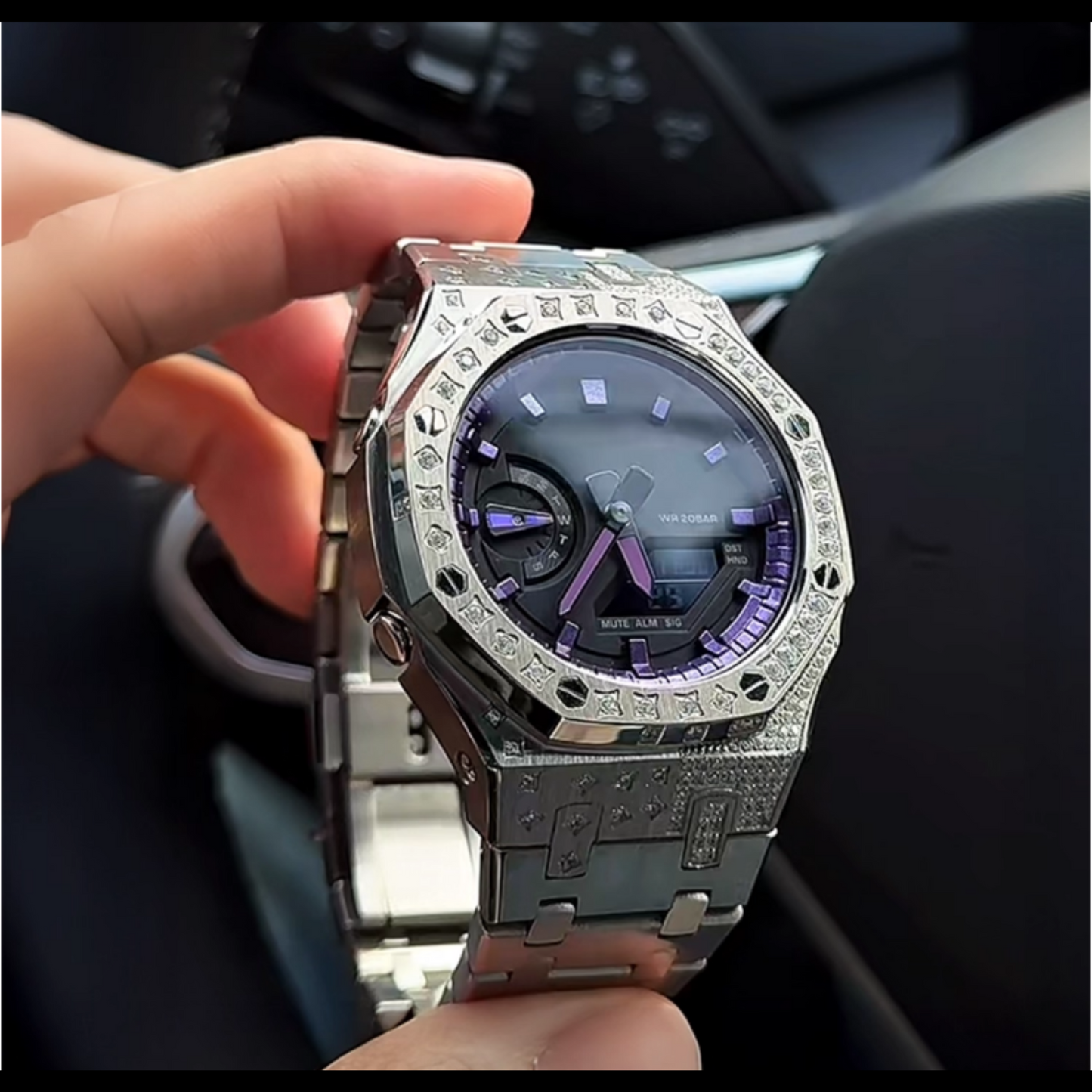 Silver Carre Bracelet with Diamonds