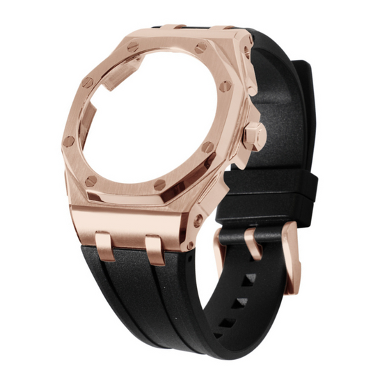 Bracelet Carrure Galbé Rose Gold avec Couronne