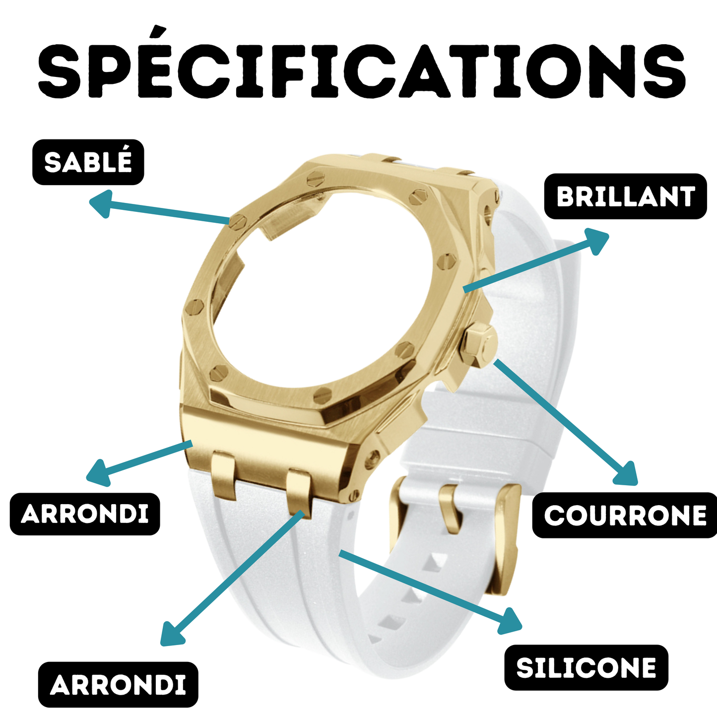 Bracelet Carrure Galbé Gold  avec Couronne