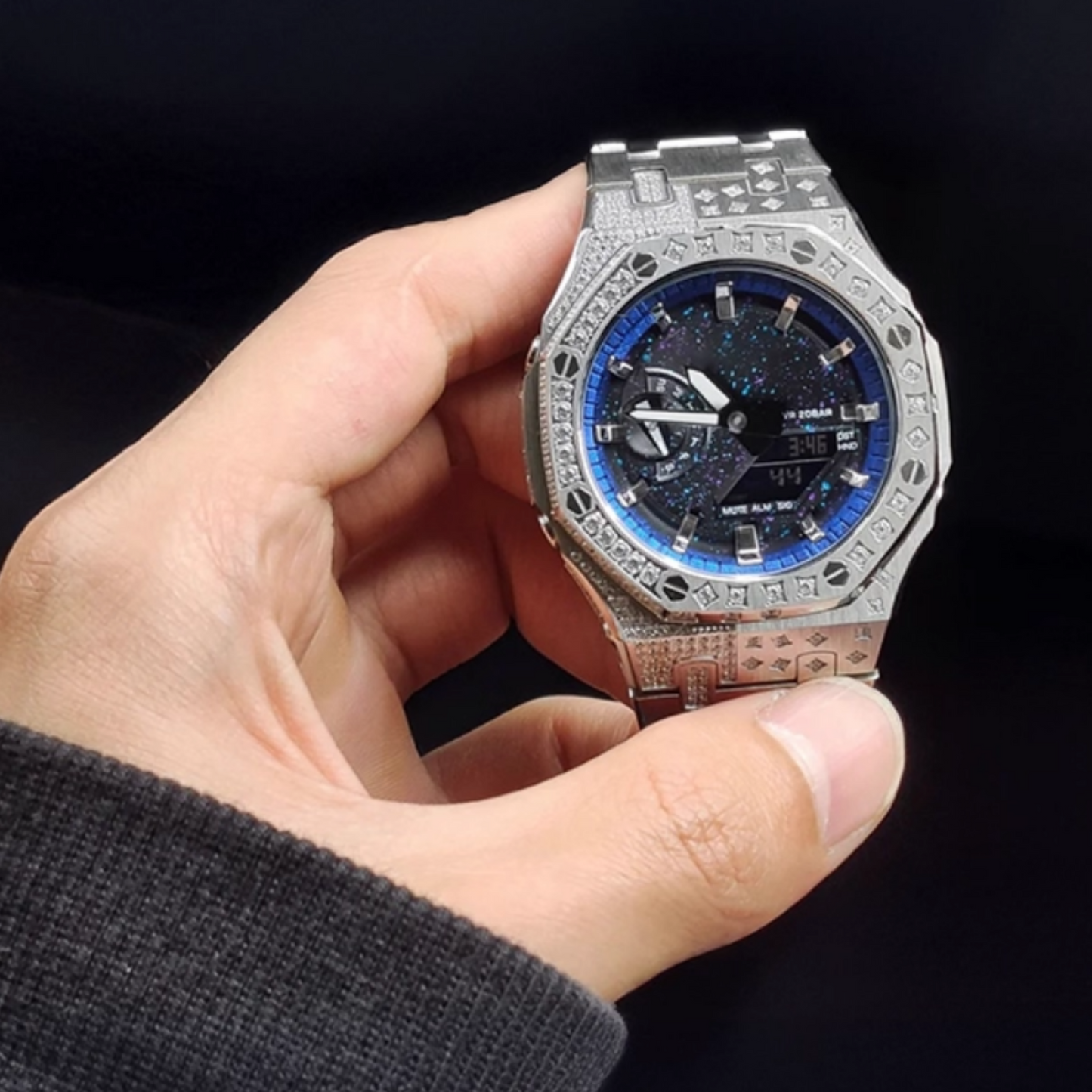 Silver Carre Bracelet with Diamonds