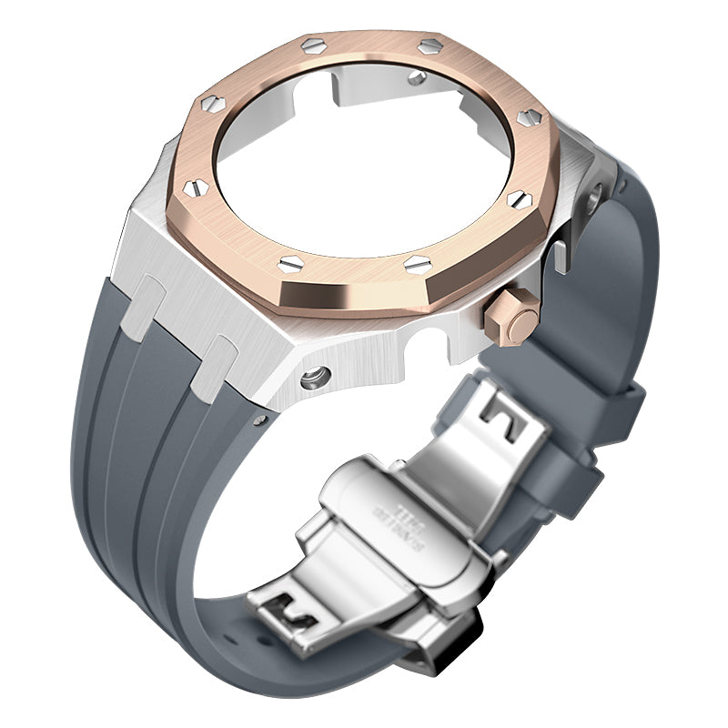 Bracelet Carrure Silver Lunette Rose Gold