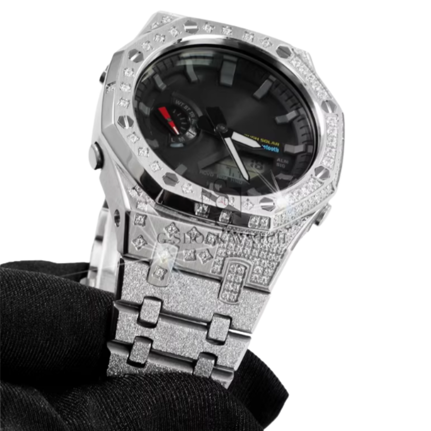 Silver Carre Bracelet with Diamonds