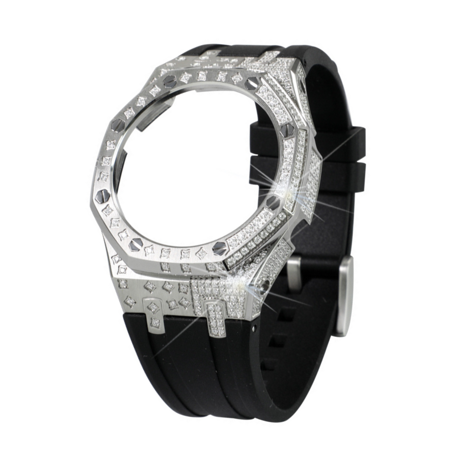 Silver Carre Bracelet with Diamonds