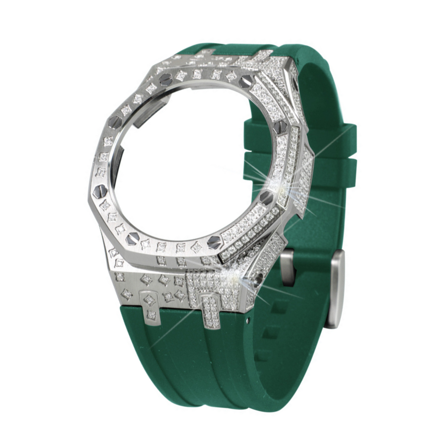 Silver Carre Bracelet with Diamonds